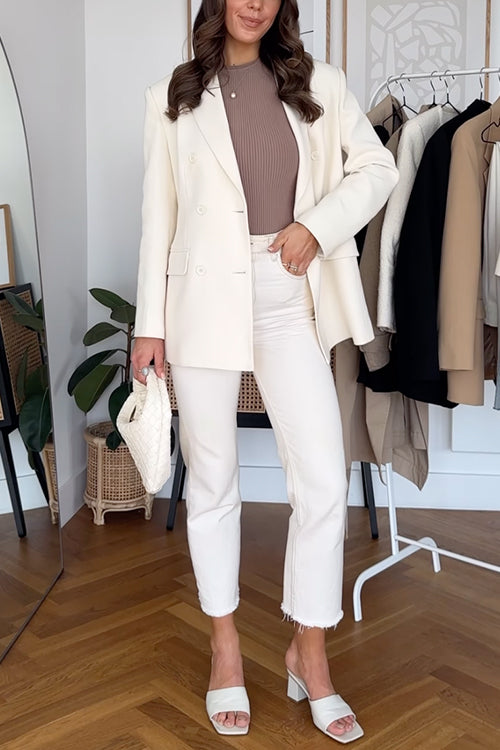 Notch Lapel Button Down Office Blazer Jacket