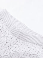 Comfortable And Casual Openwork Cropped Knit Shorts Two-piece Set