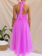 Halter Mesh Formal Dress Maxi Dresses