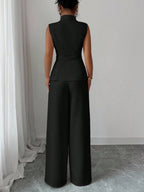 Commuting Sleeveless Suit Collar Vests Straight-leg Pants Set 2-piece Sets