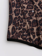 Rhinestone-studded Body Shaping Fish Bones Leopard Print Camisoles