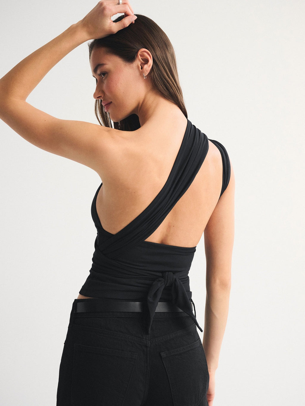 Polka Dots Neckband Cross Straps Backless Tank Tops