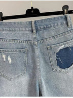 Rhinestone Frayed Denim Shorts