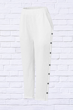Full Size Side Decor Button Casual Wide Leg Pants Plus Size