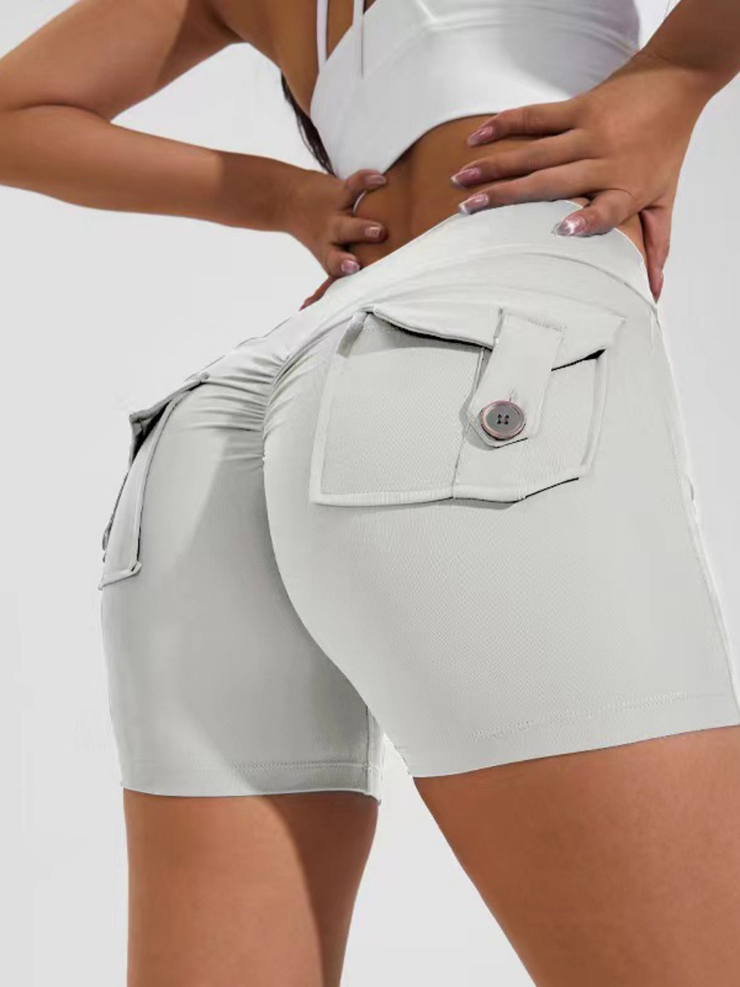 Bare-feel Pocket High-waisted, Tummy-flattening, And Butt-lifting Yoga Shorts
