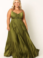 Camisoles Green Formal Dress Crimp Maxi Dresses