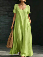 Solid Color Midi Dress