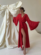 V-neck Thin Strap Nightgown Lazy Style Parties Maxi Dresses