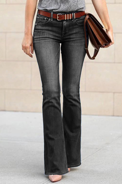 Flare Bottoms Distressed Skinny Jeans