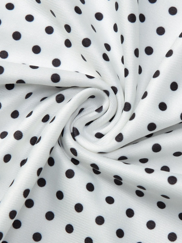 Polka Dot Retro Pleated Long Dress With A Halter Neck