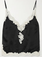 Lace Stitching Satin Camisoles Skirt 2-piece Sets