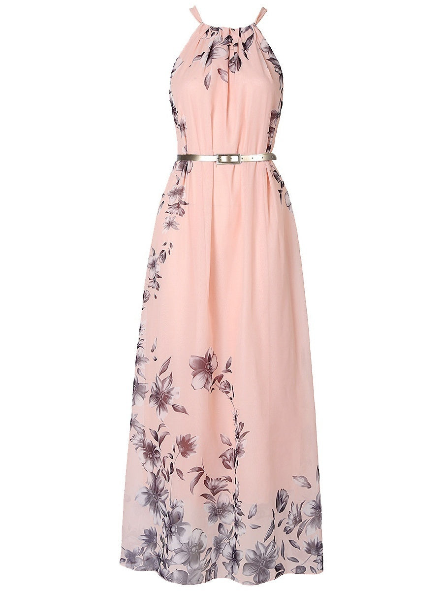 Halter Vacation Printed Maxi Dresses