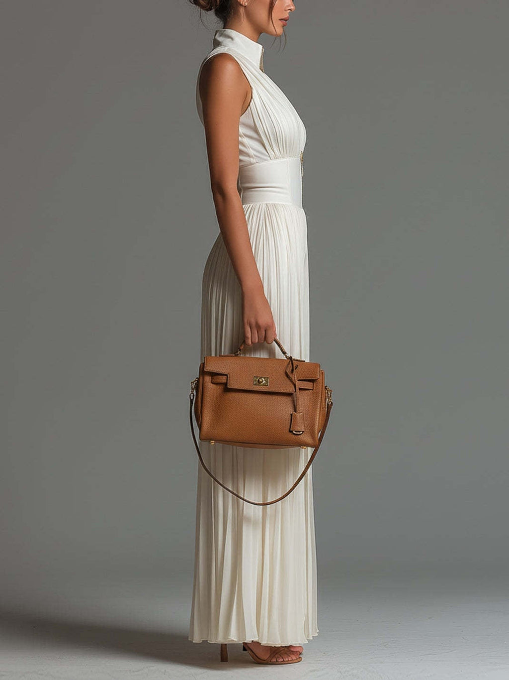 White Pleated Halter Jumpsuit
