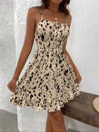 Leopard Print Suspender Short Dress