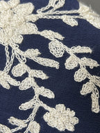 Floral Embroidery Color Block V-Neck Long-Sleeve Shirt