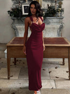 Pleated Bandage Slim-fit Hip-hugging Sexy Maxi Dresses