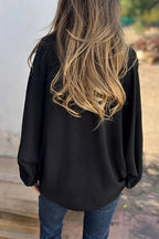 Batwing Long Sleeves Button Front Solid Shirt