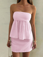Vacation Strapless Short Dress Two-piece Set