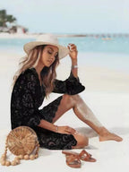 V-neck Sun Protection Shirt, Lace Beach Short Dress