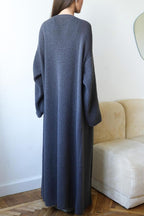 Solid Color Open Front Long Cardigan