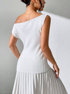 Knitting Irregular Sloping Shoulders Off Shoulder T-shirts