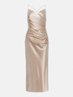 Sexy Backless Slit Halter Midi Dress