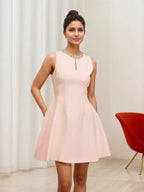 Sleeveless Beading Big Swing Commuting Mini&Short Dresses