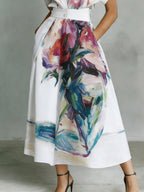 Temperament Shirt Dress Printed Vacation Midi Dresses