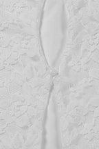 Floral Lace Crew Neck Buttoned Keyhole Cut Out Tiered Ruffle Mini Dress