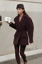 Wool Blend Relaxed Tailoring Coat