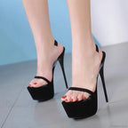 16CM Thin High Heels Peep Toe Platform Pvc Transparent Party Wedding Slip-on Stiletto Pumps High Heel