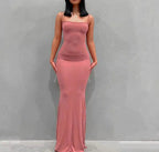 Knit Scoop Neck Spaghetti Strap Bodycon Maxi Slip Dress