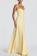 Irie Chiffon Sweetheart Neck Adjustable Straps Back Lace-up Maxi Dress