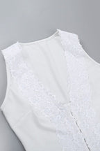 Sexy V Neck Lace Trim Crop Top