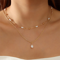 Vintage Simplicity Geometric Patchwork Pearl Necklaces