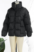 Casual Solid Patchwork Zipper Half A Turtleneck Outerwear(5 Colors)