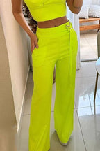 Sexy Simplicity Solid Metal Accessories Decoration Square Collar Sleeveless Two Pieces