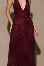 Halter Deep V Backless Bodycon Elegant Prom Dress