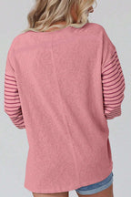 Casual Color Block Contrast O Neck Tops