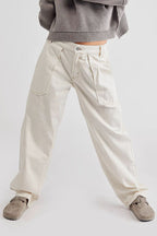 Casual Street Solid Pocket Without Belt Loose Denim Jeans(No Belt)