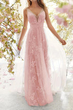 Sexy Formal Solid Lace V Neck Evening Dress Dresses