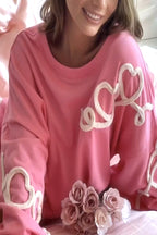 Casual Sweet Geometric Patch O Neck Tops