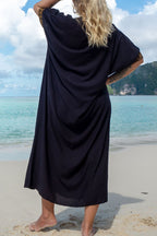 Casual Vacation Solid Embroidered Contrast Swimwears Cover Up(5 Colors)