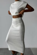 Elegant Simplicity Solid Weave O Neck Sleeveless Two Pieces
