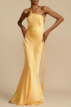 Ayla Elevated Formal Solid Backless Evening Dresses with Slant Collar Chic Silhouette Collection