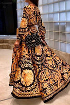 Paz Aesthetic Vintage Style Printed Dresses with Frenulum and V Neck Boutique Collection