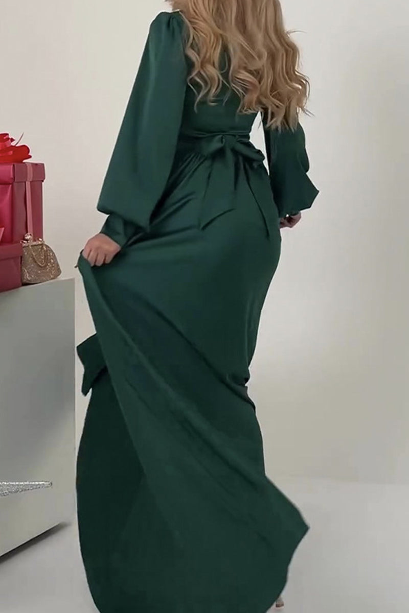 Fiona Statement , Solid Color Dresses with V Neck and a Line Everyday Luxe Edit