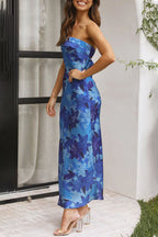 Nerina Effortless Floral Backless Strapless Printed Celebrity Dresses Designer Edit