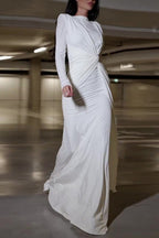 Casual Solid Patchwork O Neck Long Dress Dresses