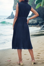 Paz Aesthetic , Sleeveless Dresses with Solid Frenulum Pleats and a V Neck Designer Edit
